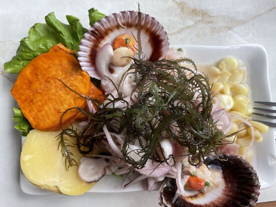 Ceviche, das Nationalgericht von Peru bekommt man im ganzen Land.