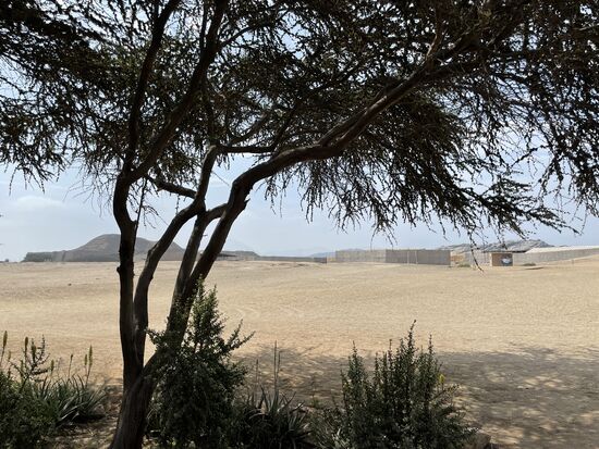 Blick zur Huaca del Sol
