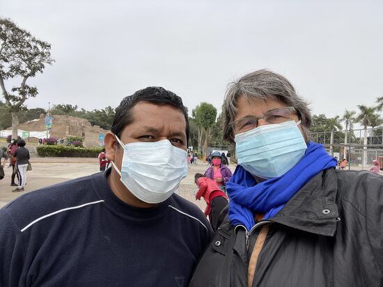 heute mit doppelter Maske unterwegs