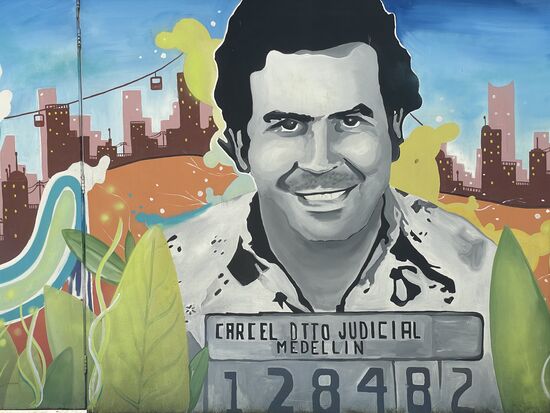 Das Grafiti entstand anhand des berühmtesten Bildes von Escobar