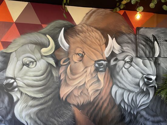 Wandgemälde im Bisonte-Restaurant