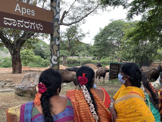 Viele Frauen tragen echte durfende Blumen im Haar. Jasmin und Rosen.