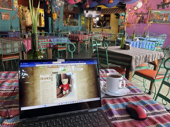 Schreibplatz im Steak-House Valentinos