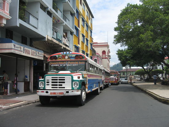 die typischen Busse von Panama City