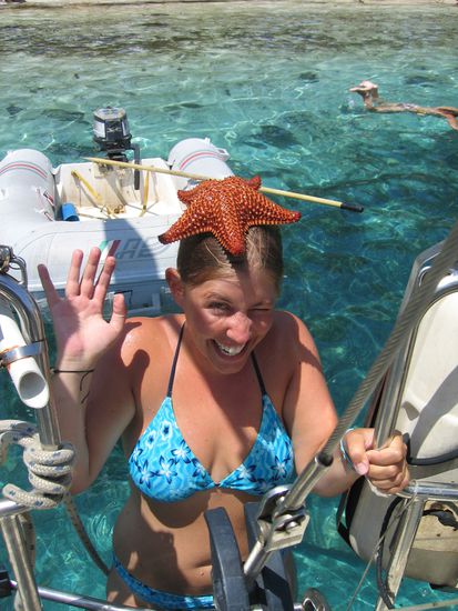 Ich mit Seestern auf dem Kopf...