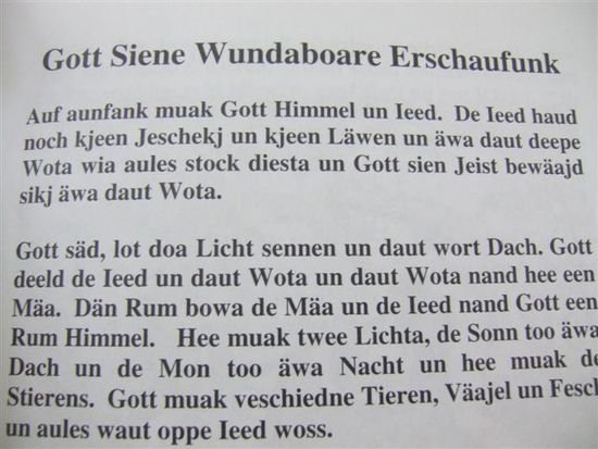 "Am Anfang erschuf Gott Himmel und Erde..."
