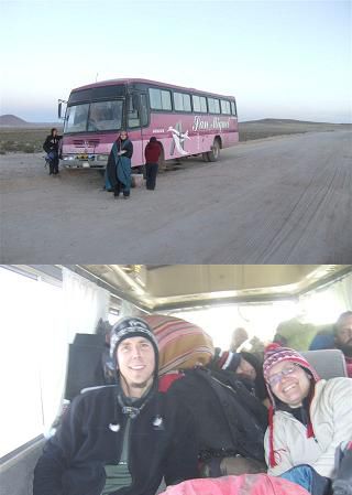 Oben: Vergebliches Warten
Unten: Die Reise geht weiter im vollgestopften Minibus