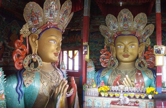 Der Maitreya Tempel hat uns am meisten beeindruckt mit dieser im Lotussitz dargestellten, 14m hohen Buddhastatue