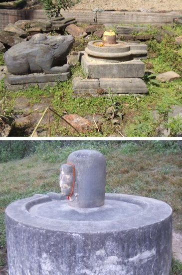 oben: Shivas Vehikel Nandi
unten: Shivalinga