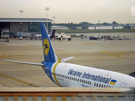 Flughafen Brüssel, vor dem Abflug mit der Boeing 737 nach Kiev-Borispil