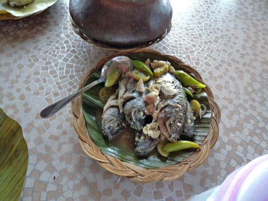 So ein Fischgerichgt kostete gerade mal 3 Euro und stammte frisch aus dem Wasser des Lake Sebu (Tilapia)