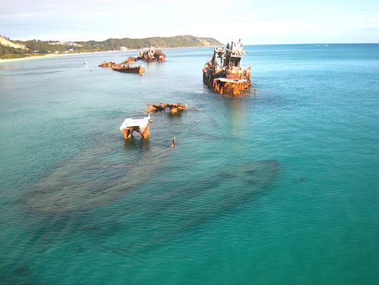 Tauchen und Schnorcheln in den Schiffsruempfen - ein Alternativprogramm zu nicht vorhandenen Korallenriffs.