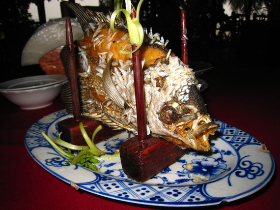 Lunch im Mekongdelta (Elefantenohrenfisch)