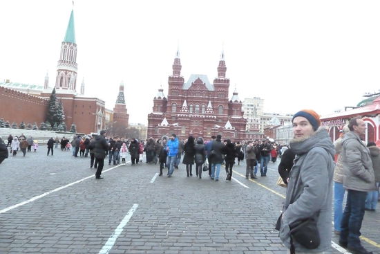 Ja,der beruehmte Rote Platz,mit Wasi,der ganz entgeistert guckt ....