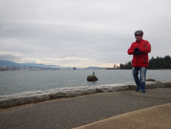 Ich mit Möwe und ohne Bike am Stanley Park 