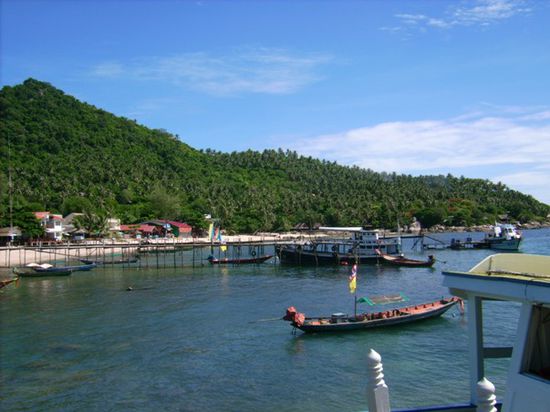 Ankunft auf Ko Tao am Sairee Beach - blick nach Sueden