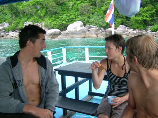Alex, unser Tauchlehrer, Anna und Chris