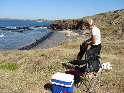 der Fruehstueckstisch auf Phillip Island wird gedeckt...