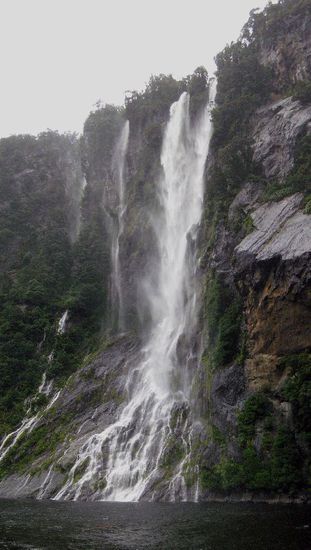 Ein tosender Wasserfall am Milford Sound