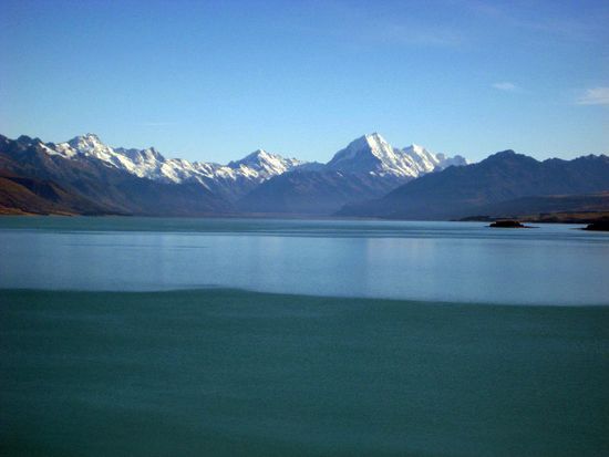 Lake Pukaki mit Mount Cook im Hintergrund