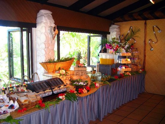 Teil des Frühstücksbuffets auf Matamanoa Island