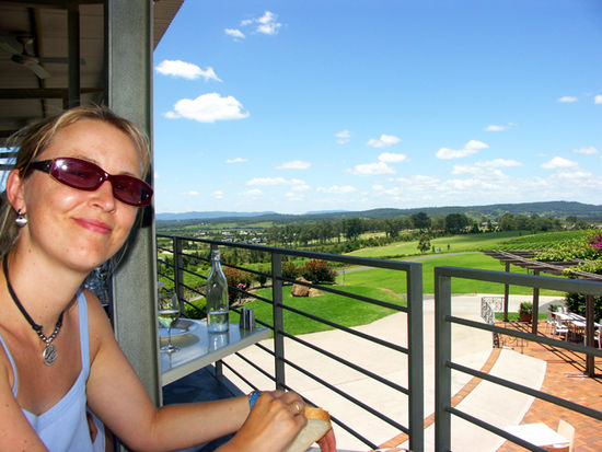 Lunch mit Aussicht im Restaurant des Bimbadgen Estate