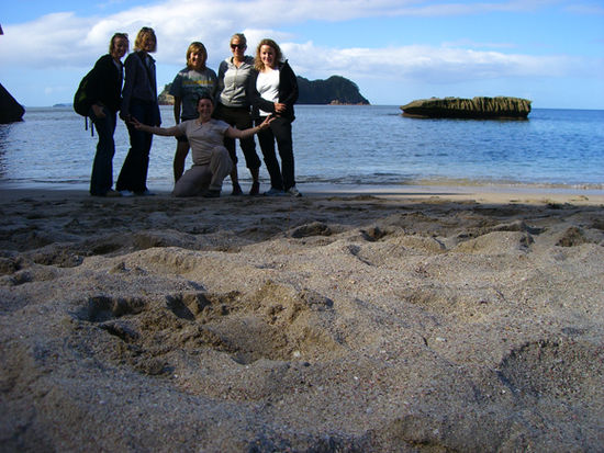 am beach von Cathedral Cove ein paar von unserem Bus