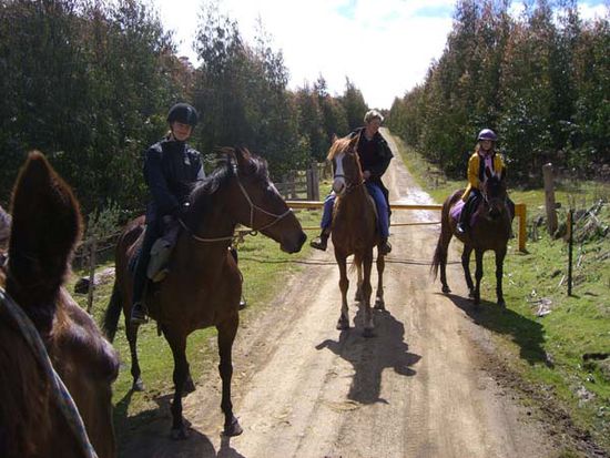 Nisha auf Bonny, Conny auf Spirit und Nishas Tochter auf Laduce