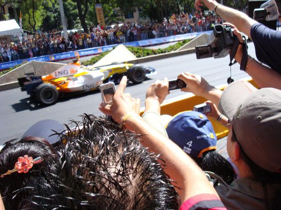 Formel 1 Autodemonstration, war schwierig ein Foto zu machen