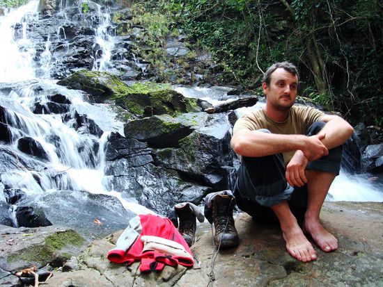 Marco am relaxen, nach dem Marsch