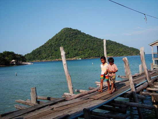 Aussicht von der Veranda auf der kleinen Insel