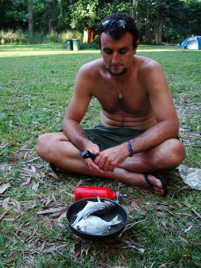 Die fette Beute wurde gleich in die Pfanne gehauen!