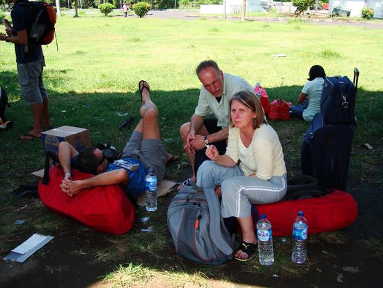Zum Glueck fanden wir ein gemuetliches Plaetzchen im Schatten 