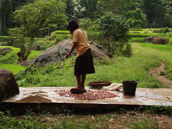 Beim Kaffee zermahlen
