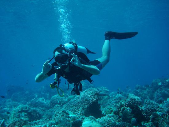 Marco happy beim Tauchen!