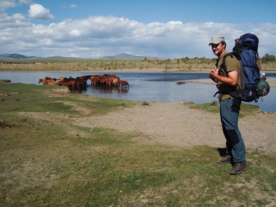 endlich am Fluss Herlen. Nur die Pferde waren schneller...