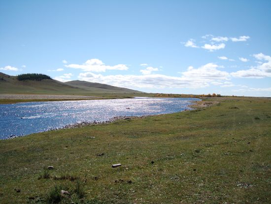Der Herlen-Fluss, voll mit Taimen