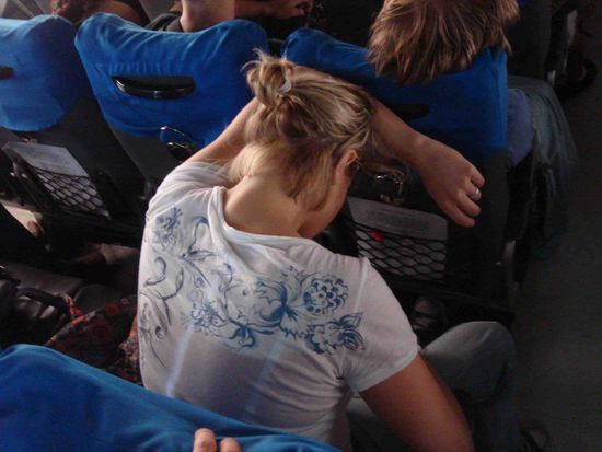 Nane auf dem Speedkat. Leider 2 Stunden Überfahrt