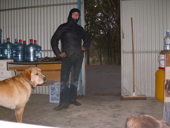 mein Versuch bei Regen zu arbeiten...