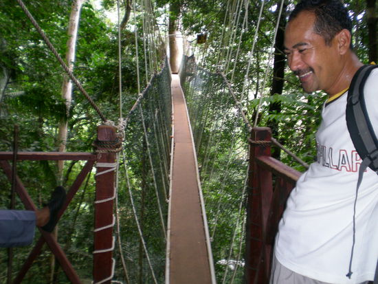 Das war unser Führer. Er war sehr nett und hat uns viel über den Regenwald erklärt. Ehrlich gesagt habe ich ihn dafür bewundert. Jeden Tag ignoranten Touristen den gleichen Mist zu erzählen ist bestimmt kein Traumjob. Aber er hat es mit viel Gelassenheit gemacht. Nochmal Danke dafür!