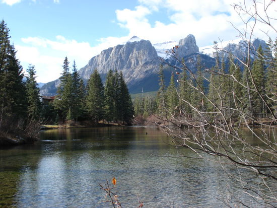 Am kleinen Fluesschen, das durch Canmore geht.
