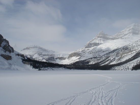 Here you can see a glacier coming over the mountain in the very middle.