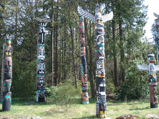 Totem poles in the Stanley Park.