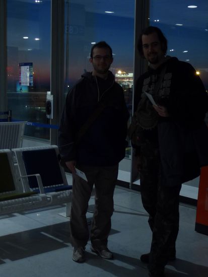 Mathieu und ich vor dem Abflug