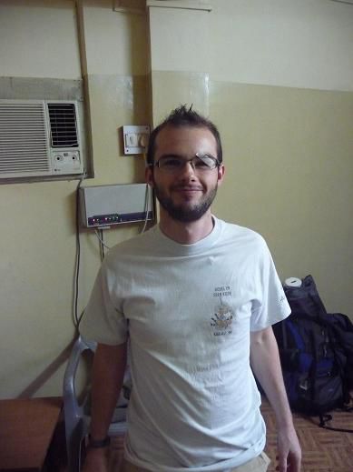 Mathieu nach der Dusche im Hotel