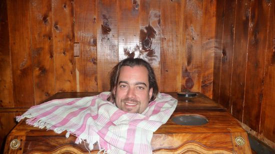 Ich beim Dampfbad...