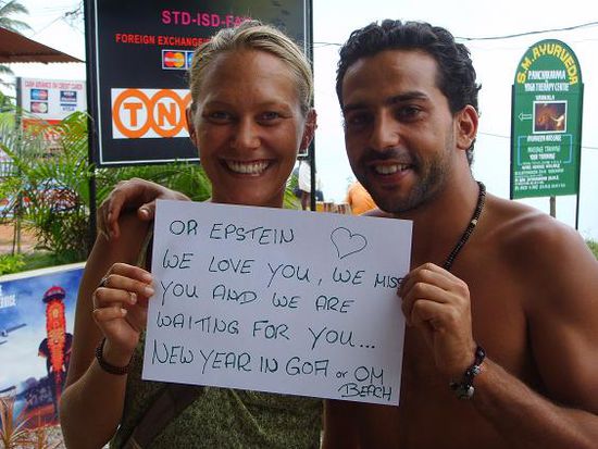 Das war die Message aus Varkala von Souhail und mir an Or... wir drei hatten bereits in Palolem ein paar sehr schoene Tage zusammen