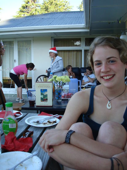 Ich vor neuseelaendischem Weihnachtsgeschehen