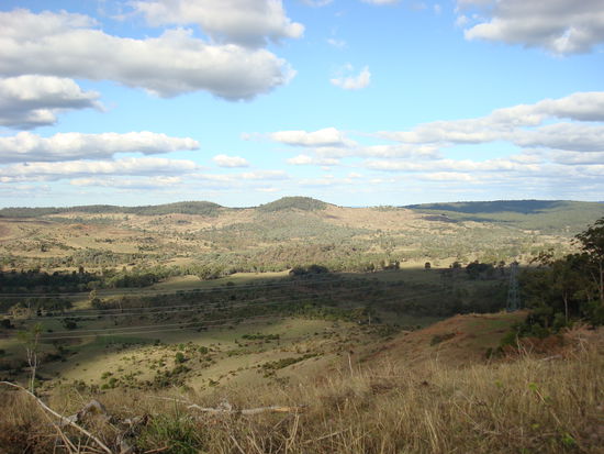 cattlecreek von oben (ein Teil davon) - die ganzen braunen Flächen sind wo die Hecken mit dem Catterpilla gerodet wurden...
