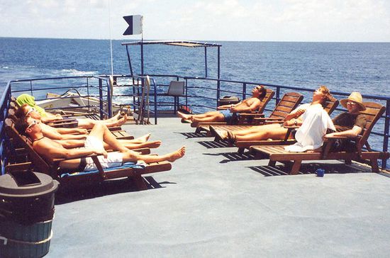 Ruhedeck auf dem Tauchschiff